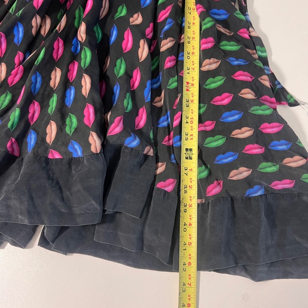 Milly Halter Midi Dress Size 6 Lip Print 100% Silk Pin Up Rockabilly Elegant - Picture 7 of 8